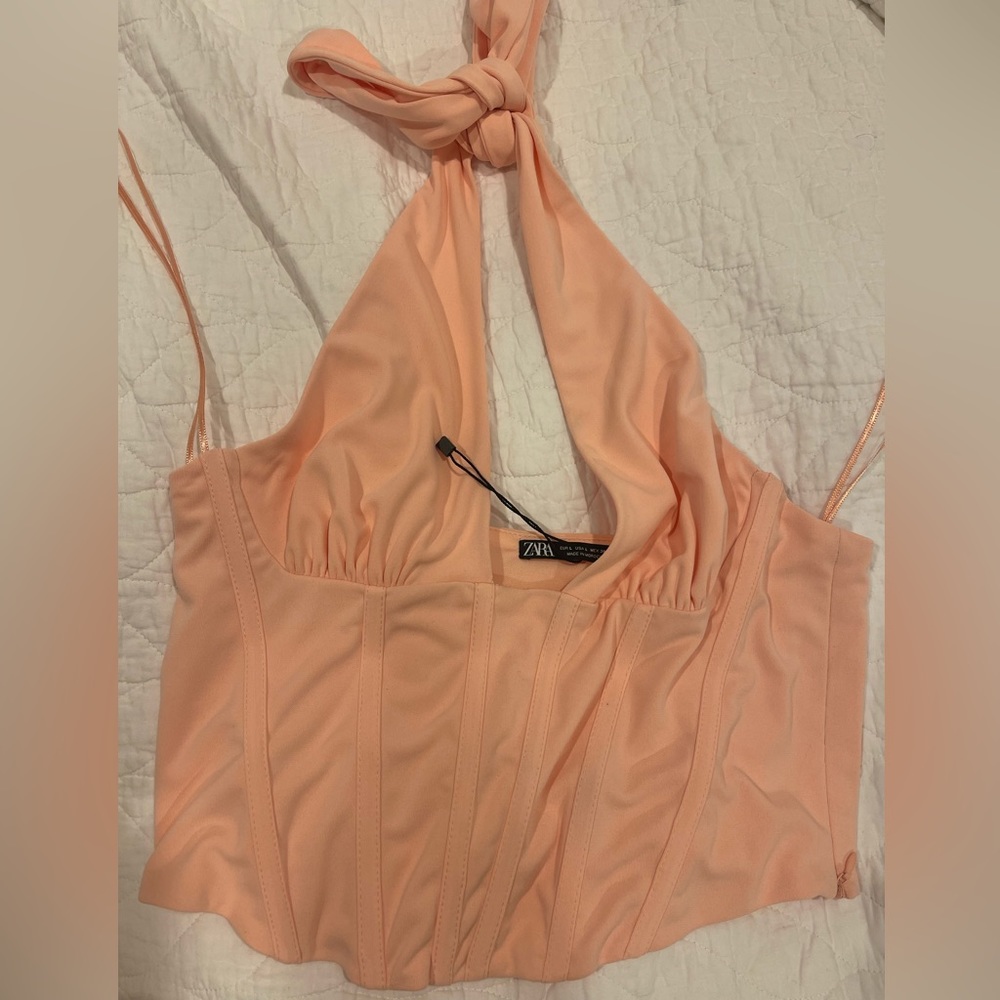 Zara Bustier Crop Top. Never worn- Size Large, color Peach
